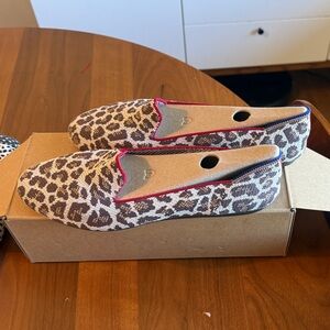 Rothy's Loafer Leopard-Print Slip-On Flats with Pink Trim